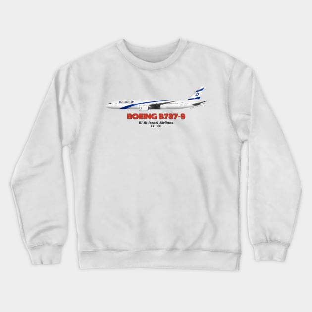 Boeing B787-9 - El Al Israel Airlines Crewneck Sweatshirt by TheArtofFlying